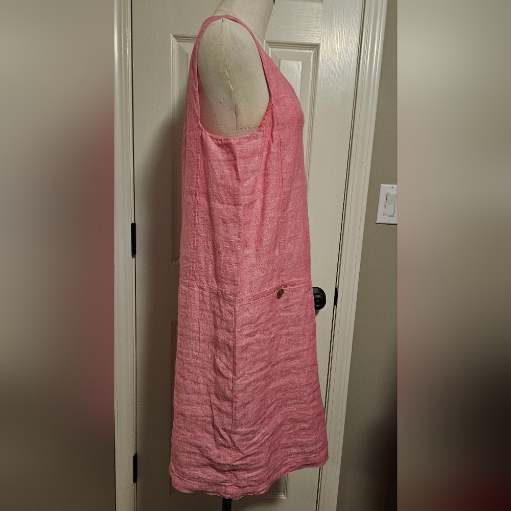 NWT J. McLaughlin Rue Dress: Linen/sleeveless: Color- Peony: Size-Large - Picture 4 of 14